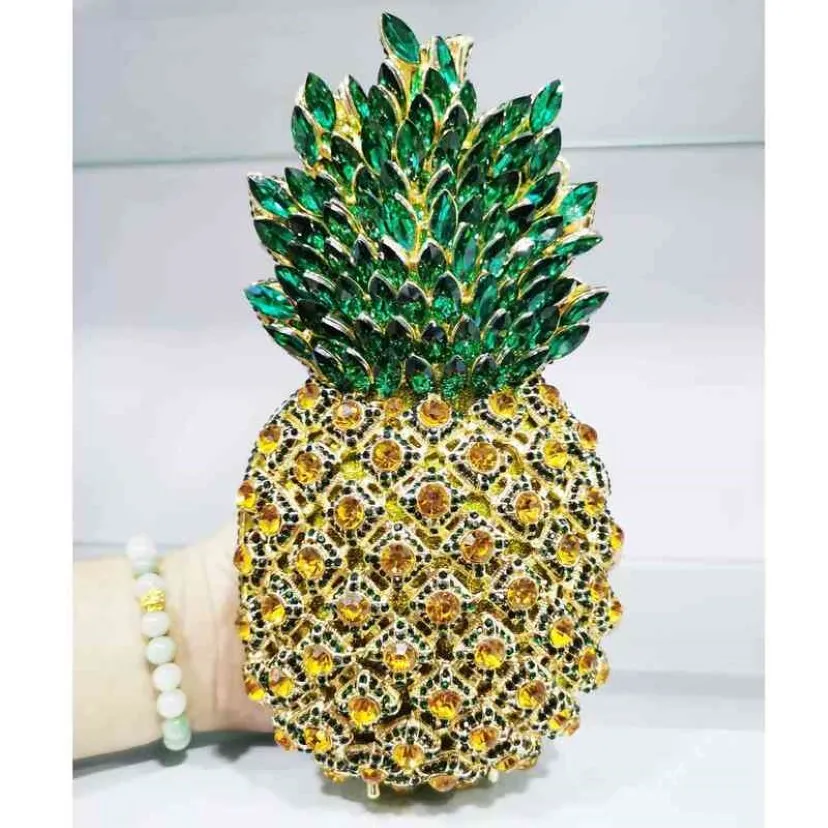 Sac de soirée Luxury Crystal Green Pineapple Sacs de fête de fête de fête pour la chaîne de bourse femelle sacs à main en diamant SM37 1214 250X