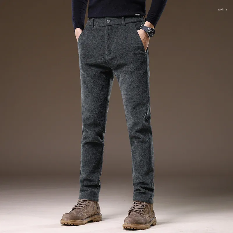 Męskie spodnie Browon Chenille Business Casual Spodni dla mężczyzn jesień i zimowy kolor stały bez prasowania męskie ubranie