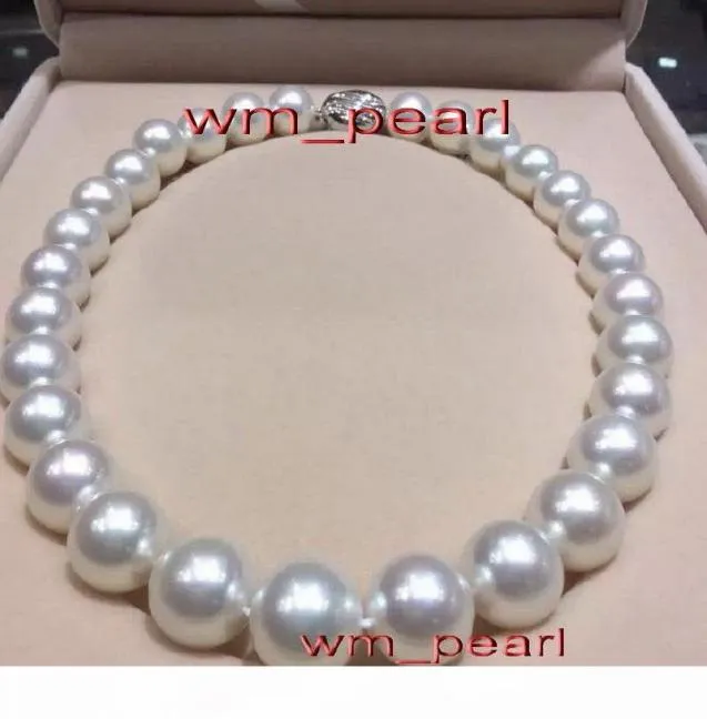 17QUOT1315mm Real Natural South Sea Round White Pearl Necklace 14K7556513