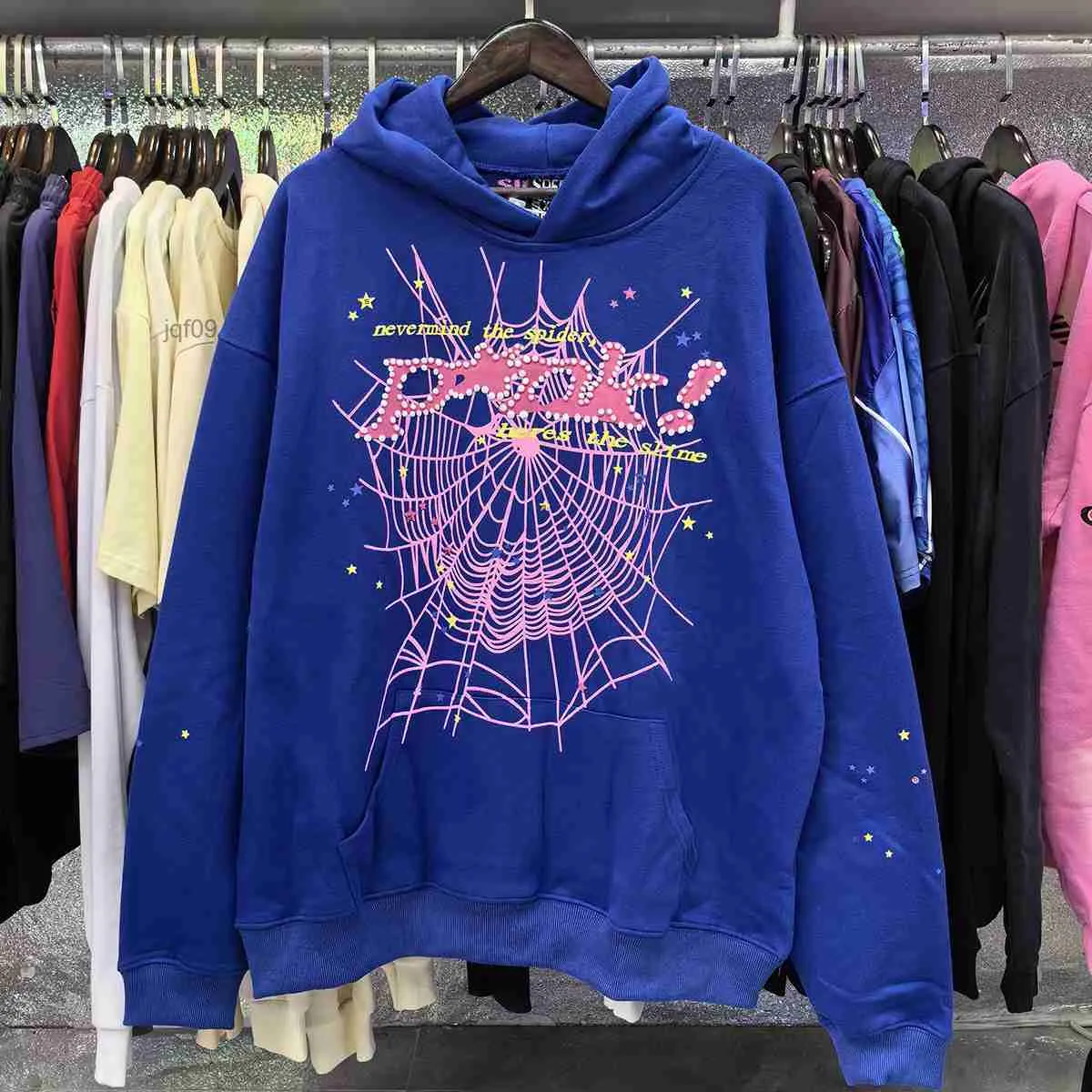 Uomini felpa con cappuccio grafico Specciatore grafico Young Thug 555 Hoodie Men Stampa in schiuma Web Felpette rosa Pullover Designer di grandi dimensioni Mens Jacket Man Woman 16 XVFQ