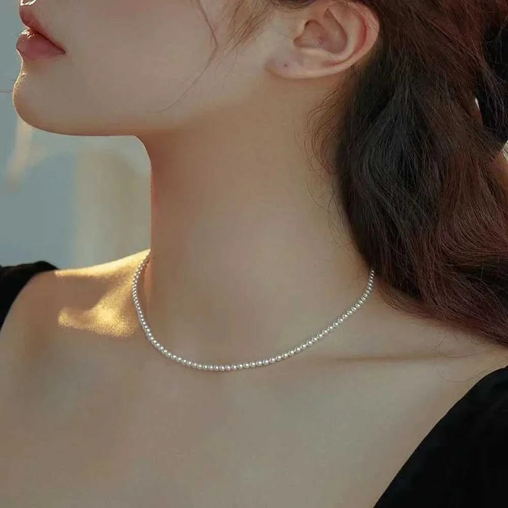 Подвесные ожерелья Sumeng Vintage Elegant Simple 4/6/8 мм белый жемчужный ожерелье Женская свадьба 2024 Модные украшения подарки Q240430