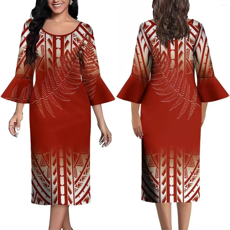 Partykleider kundenspezifische Frauenkleidekunst Muster Stammesstamme Ethnischer Stil Polynesischer Bankett Hochqualität 2024