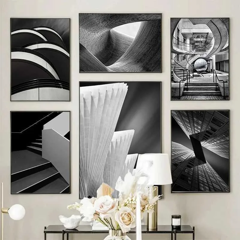 Lassic Architekturstruktur Leinwand Poster Moderne Architektur Wandbilder für Wohnzimmer Schlafzimmer Bar Home Dekoration J240505