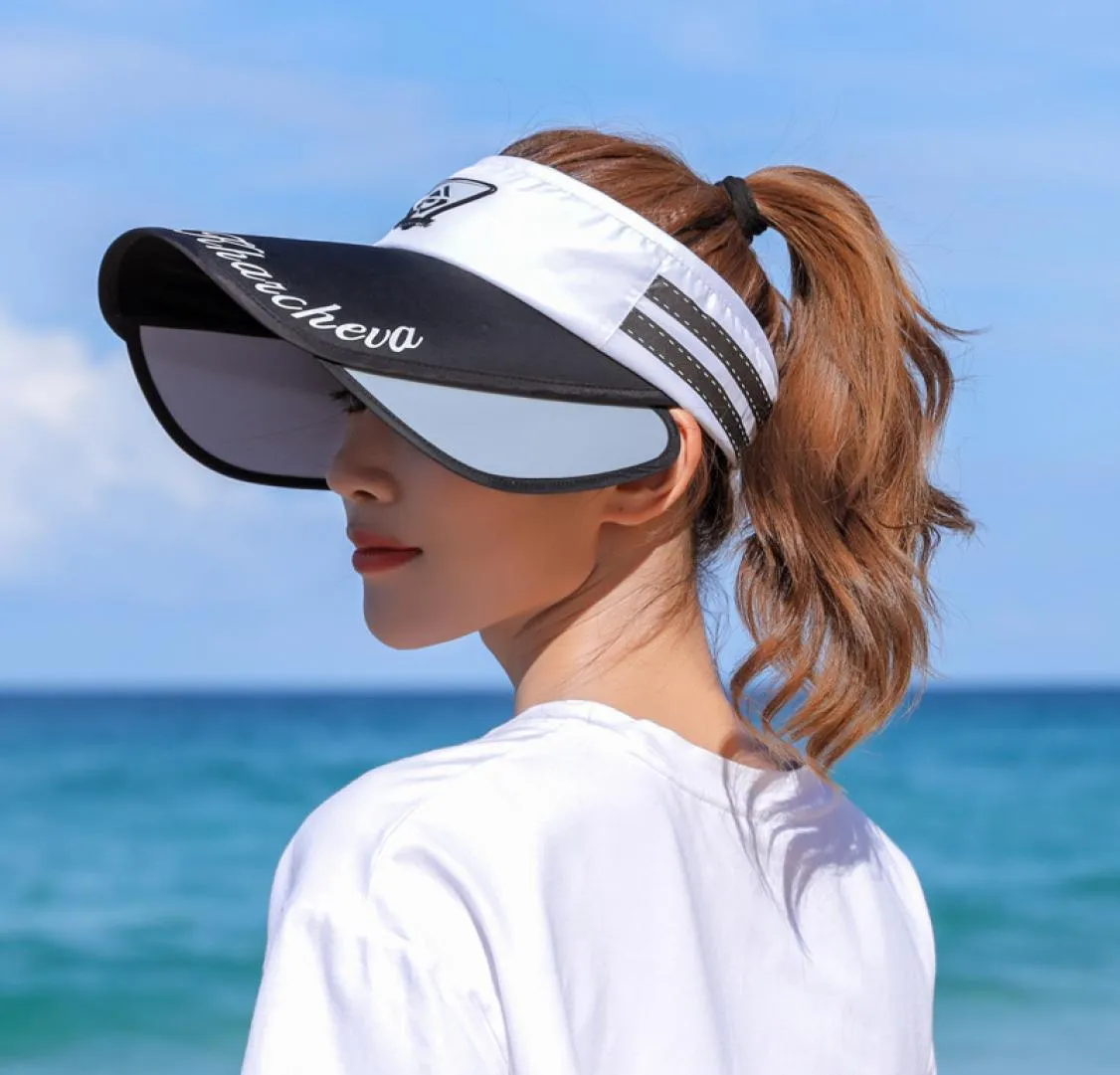 모자 바이저 캡 여성을위한 antiuv 바이저 모자 모자 여름 디자이너 모자 추가 넓은 보호 얼굴 NE10053799775