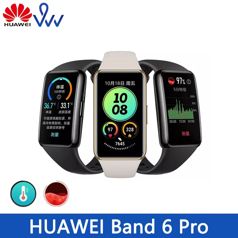 Bracelets Huawei Band 6 Pro oxygène sanguin de bracelet 1,47 `` Amoled Screen Heart Ratewer Smartband 2 semaines Life de batterie