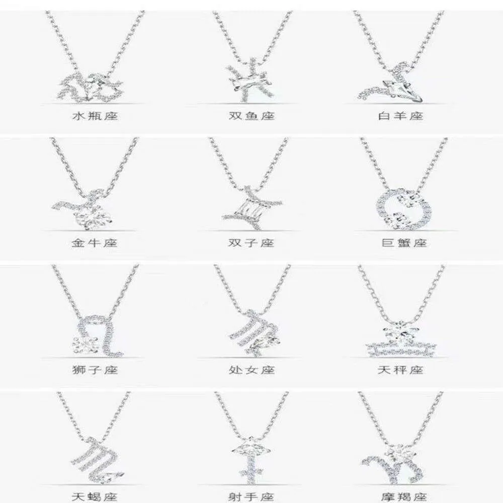 Sans cou pour la femme Swarovskis Bijoux Douze constellations Collier Femelle Swallow Element Crystal Life Year Guardian Clavicle Chain