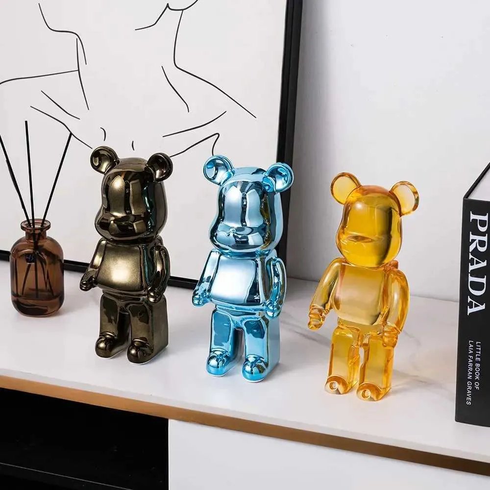 Objets décoratifs Figurines Artistique 25 cm Bearbricks moderne Statue Placing Golden Bear Brick Sculpture Home Decor Figurines Stattuette Ornement Figurines T2405