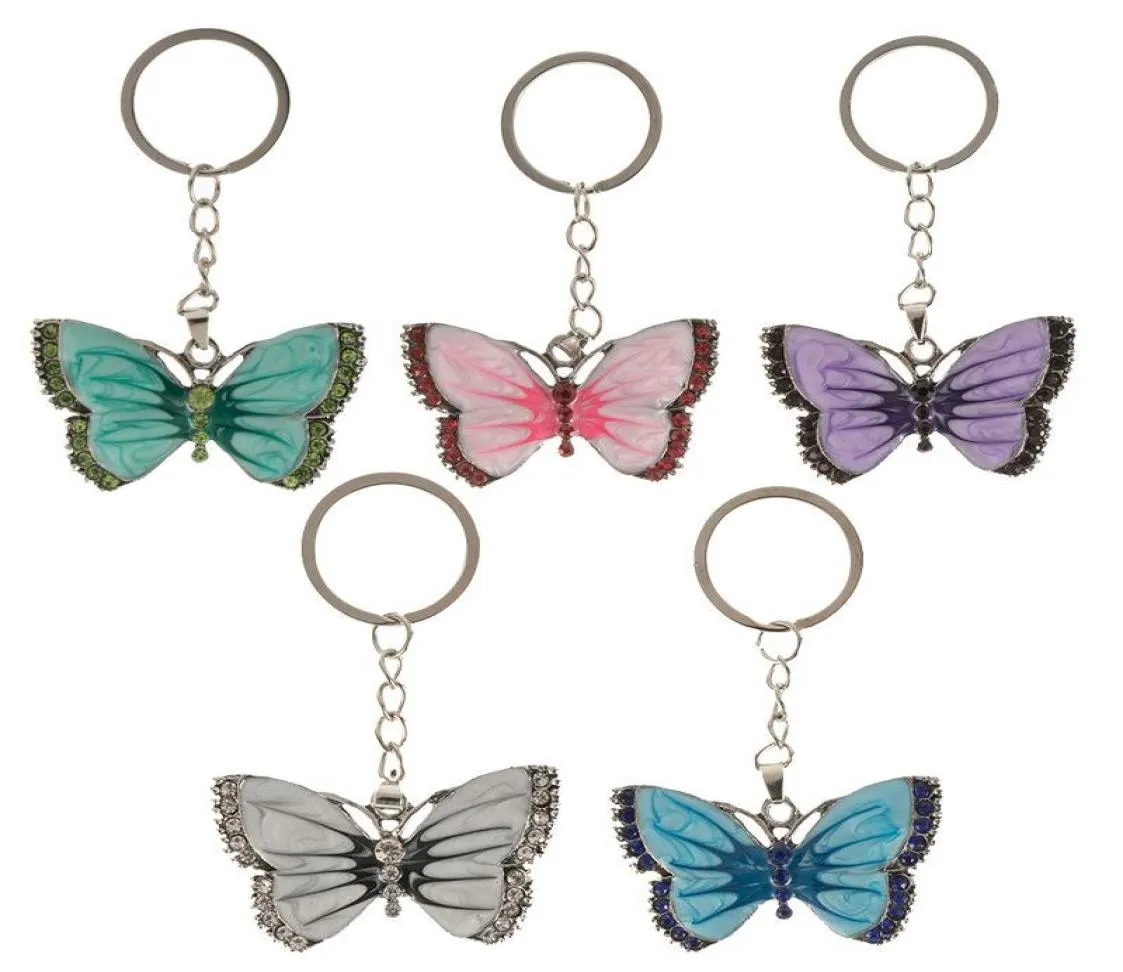 Crystal Animal Butterfly Keychains Silver Fashion Vine Rhinestone Key Chain Rings smycken Presentbil Charms Holder Keyrings4785994