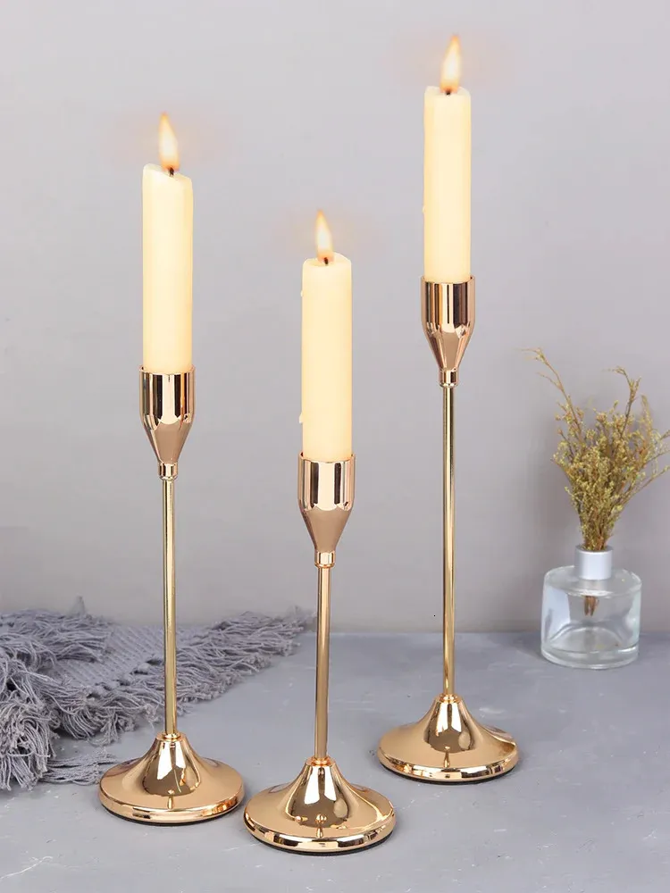 3PcsSet European style Metal Candle Holders Candlestick Fashion Wedding Table Stand Exquisite Christmas Tabl 240429