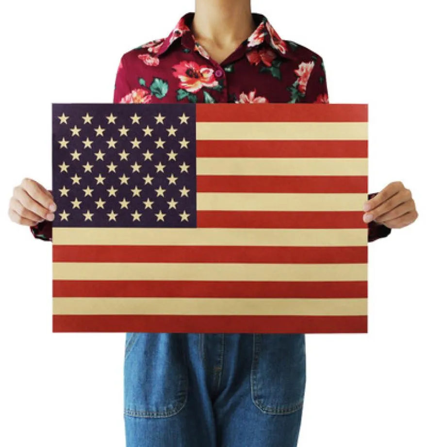 American Flag Retro nostalgia Kraft Paper Poster Interior Bar Cafe Decorativo Pintura Decorativa adesivo de parede 515x36cm2525616