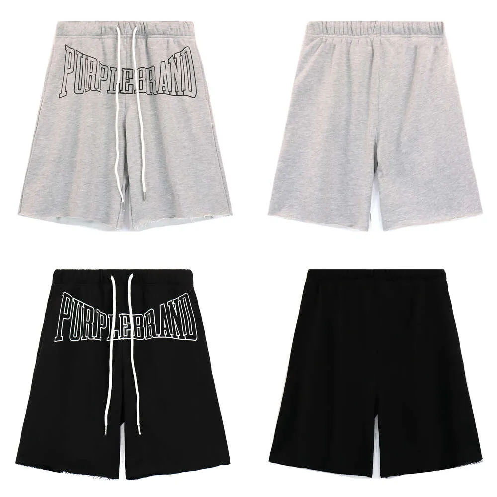 24SS trendy merk paarse micro -label brief casual shorts voor mannen en vrouwen high street sport elastische capris