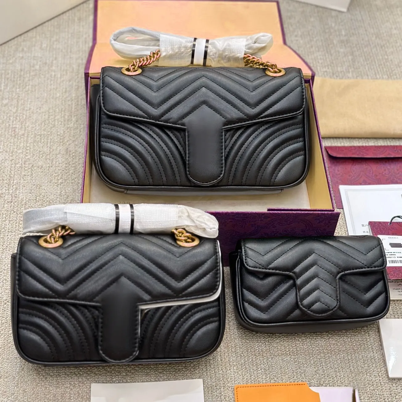 DHgate Marmont Designer Luxury Leather Handbag Women s Crossbody Chain Shoulder Bag Men s Clutch in 3 Sizes Classic Flap Style with Soho Disco