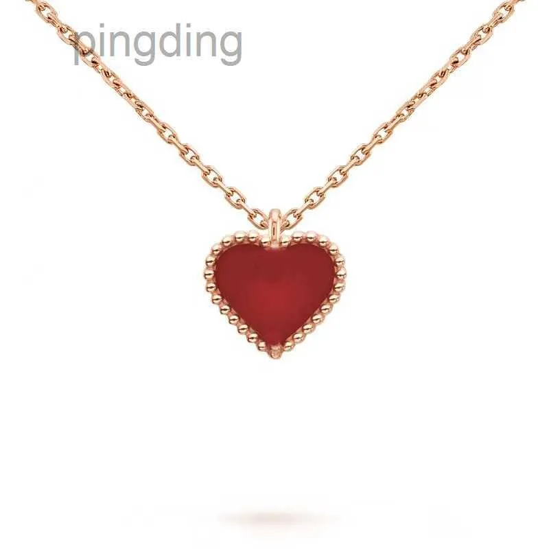 Zoete hart hanger ketting designer sieraden liefde kettingen vier blad klaver sterling zilver roze goud rood hartvormige ketting cadeau voor dameshuwelijk