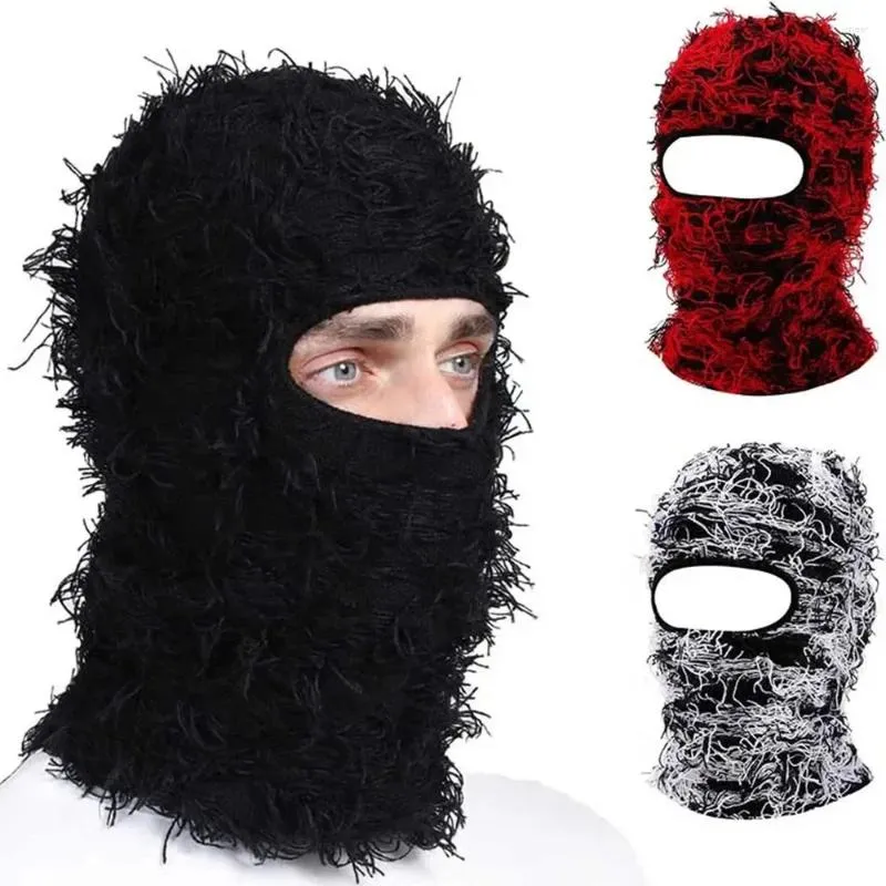 Berets Mode Full Face Cover Ski Maske Hut balaclava Destressed gestrickt Tarn Männer Frauen Winter warmes winddichtes Fahrradhalshals Neckhat