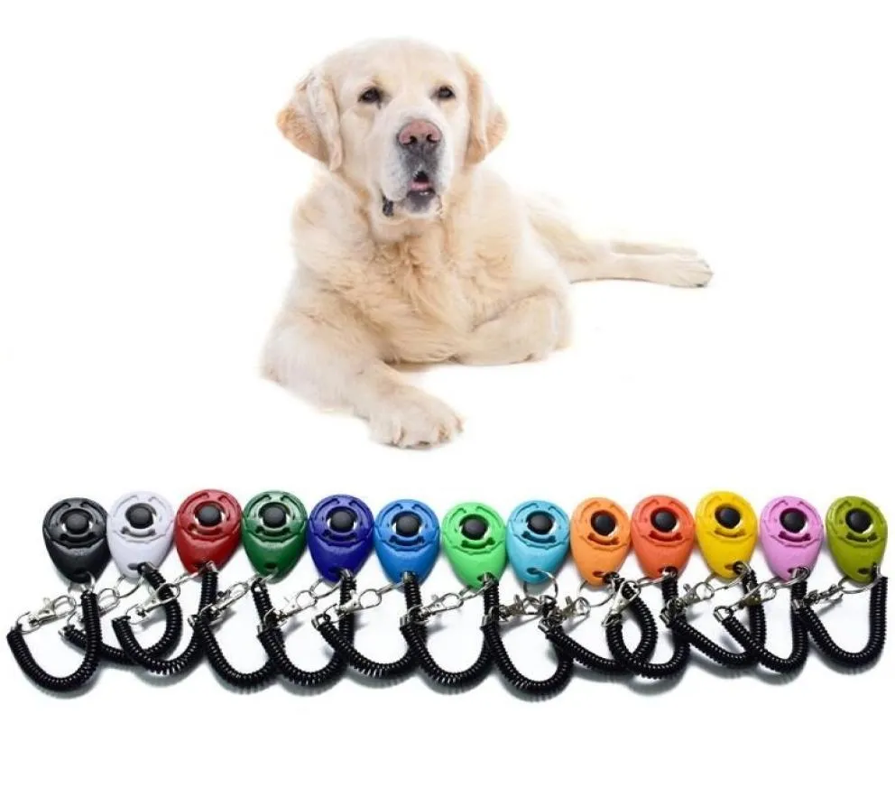 14 Farben Haustier Rinde Clicker Abschreckungsmittel Trainer Haustierhund Welpe Training Einstellbarer Klanggelenk Schlüsselkette Universal Dog Training Click1859472