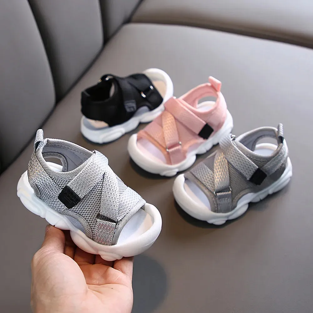 Sandales pour tout-petits d'été chaussures de fille solide couleur nette tissu respirant garçons baskets enfants