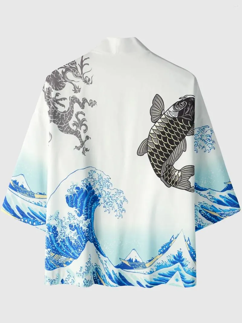 Camicie casual maschile 2024 Summer Streetwear Kimono Cardigan Print Men giapponese Shirt oversize Hawaiian Harajuku Y2K Cosplay asiatico