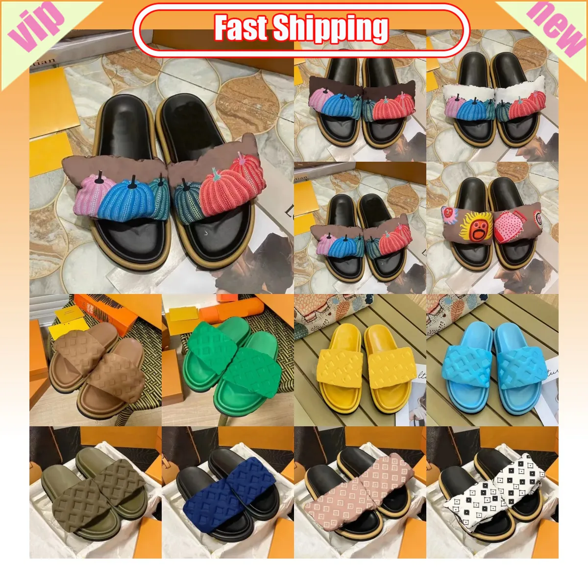 Designer Sliders Slippers Femmes hommes Pool Pool Oreiller Flat Comfort Slides Beach Luxury Summer Sum Yellow Soft Sole Blue Print Eva Cloud Indoor Non-glip confortable 2024