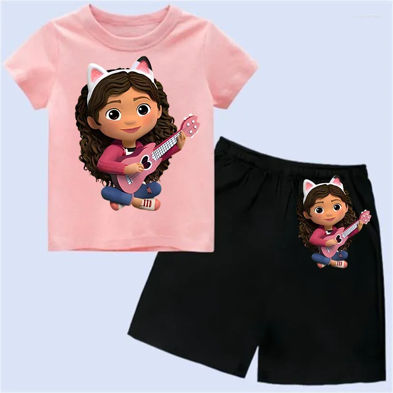 Clothing Sets Gabby's Dollhouse Children T-Shirt Kawaii T Shirt Anime Cartoons Casual Clothes Tee Kid Girl Boy Fashion Y2K Top