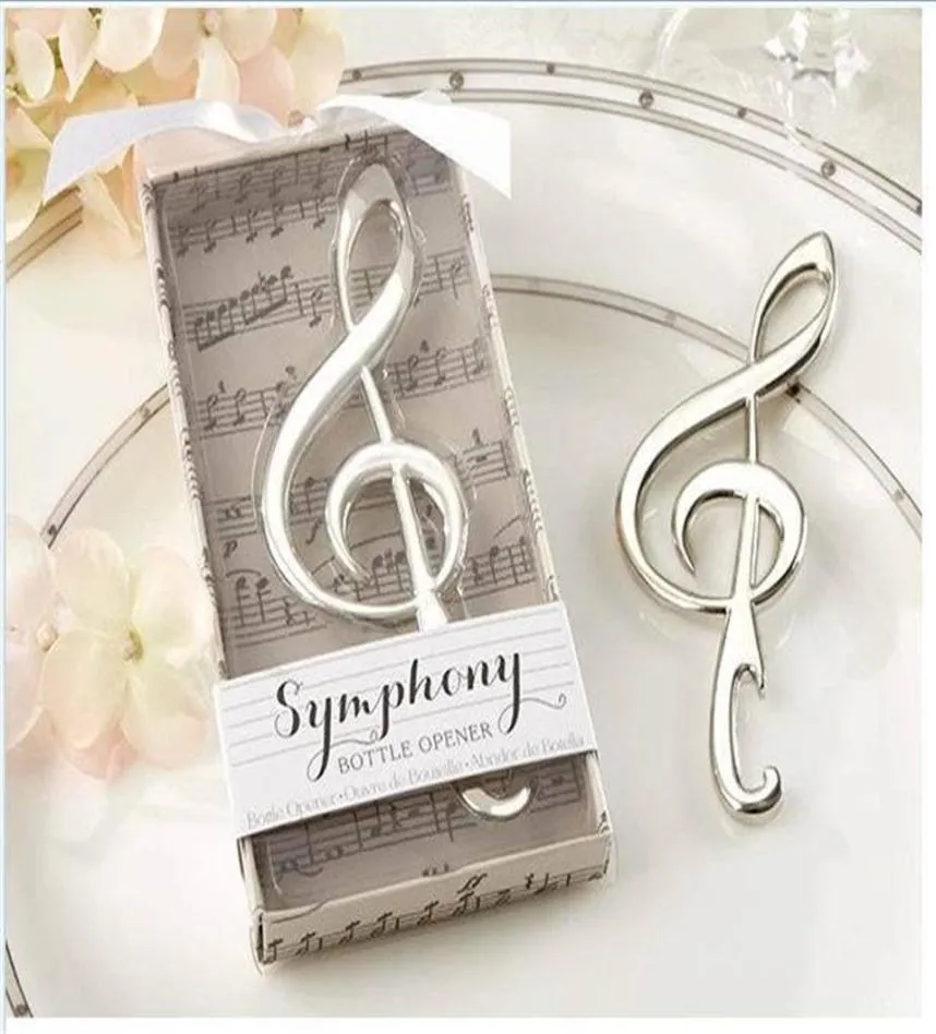 Whole 50 pieces lot wedding souvenirs creative design stainless steel music note Symphony design beer bottle opener213E5292272