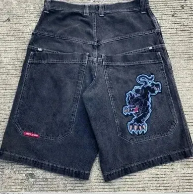 “JNCO JEANS ジンコジーンズ　ギミックショーツ Retro JNCO Denim Shorts: 2024 Gothic Baggy Hip Hop Jeans Jorts for