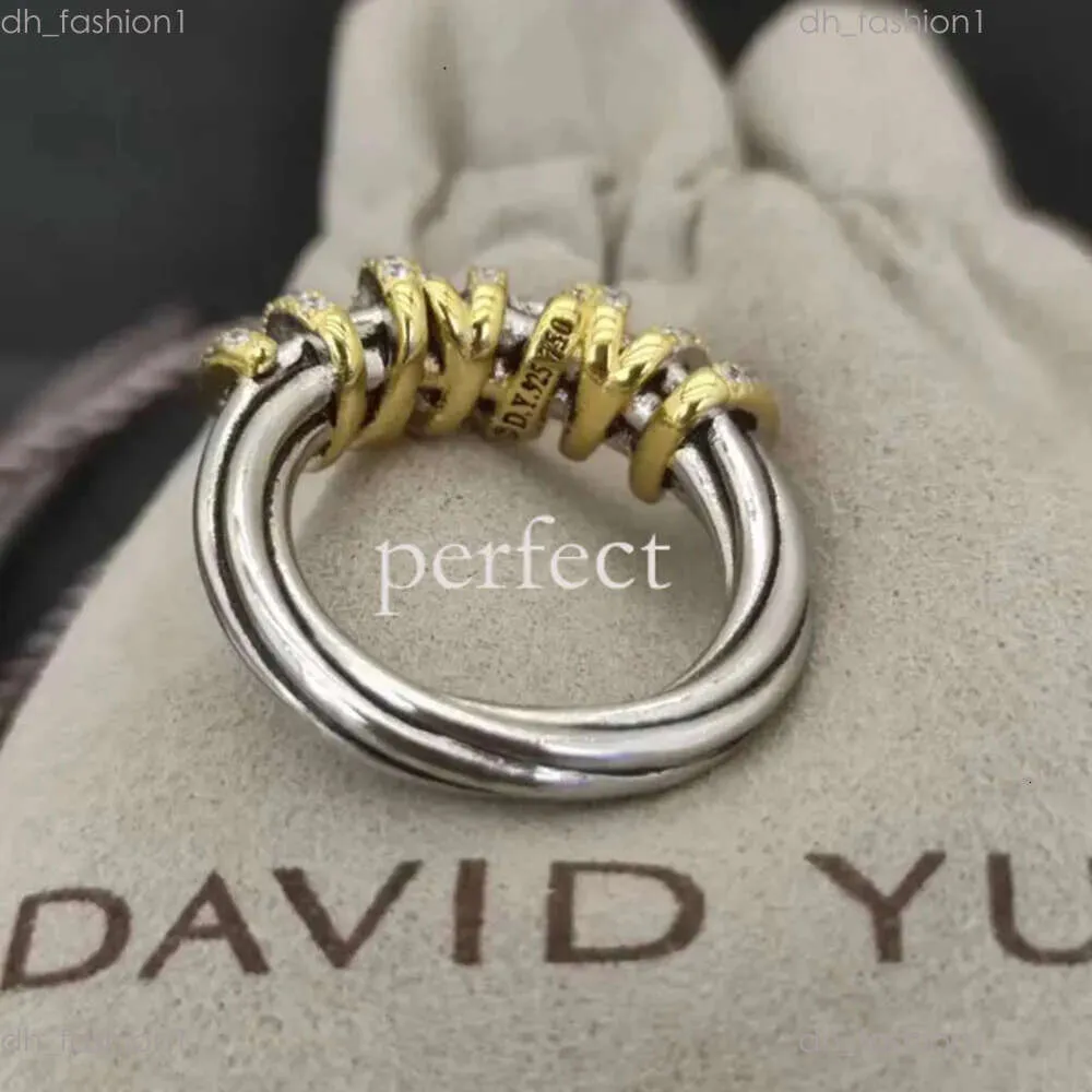 Dy Ring Dy Dy Twisted Vintage Band Designer David Yurma Gioielli Anelli per donne con diamanti con diamanti Sterling Sterling girasole in oro di lusso Gold Engagement 717