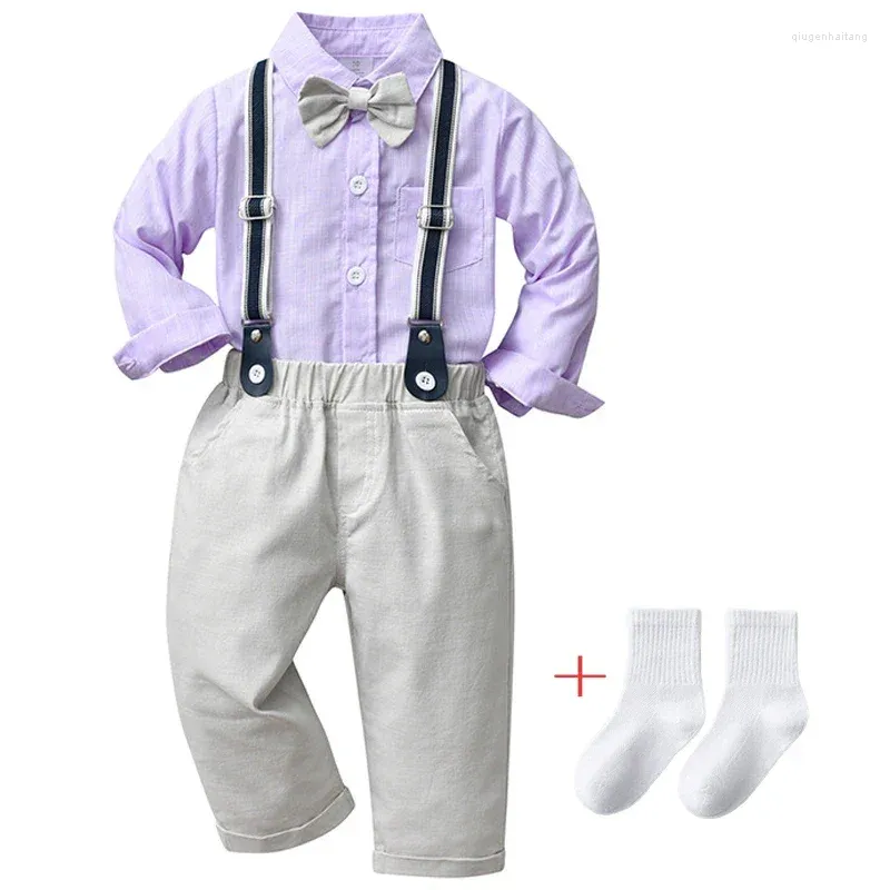 Наборы одежды детская формальная одежда набор мальчиков бабочка с длинными рукавами брюки румный ромп джентльмен костюм детские детские вечеринка по случаю дня рождения