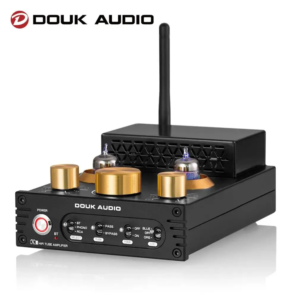 Wzmacniacz Douk Audio X1 HiFI GE5654 Wzmacniacz rurki próżniowej Bluetooth 5.0 Odbiornik MM Phono Wzmacniacz do domu Wzmacniacz Power APTXHD 160W*2