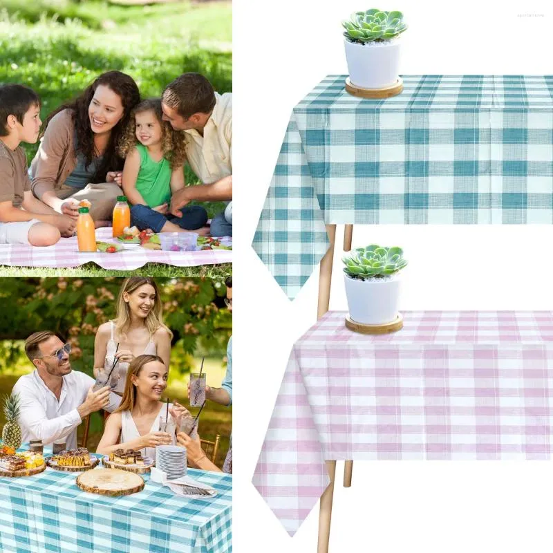 Table Cloth Waterproof Oil-Proof PVC Tablecloth Rectangle Checkered Covers Decorative Picnic Multipurpose