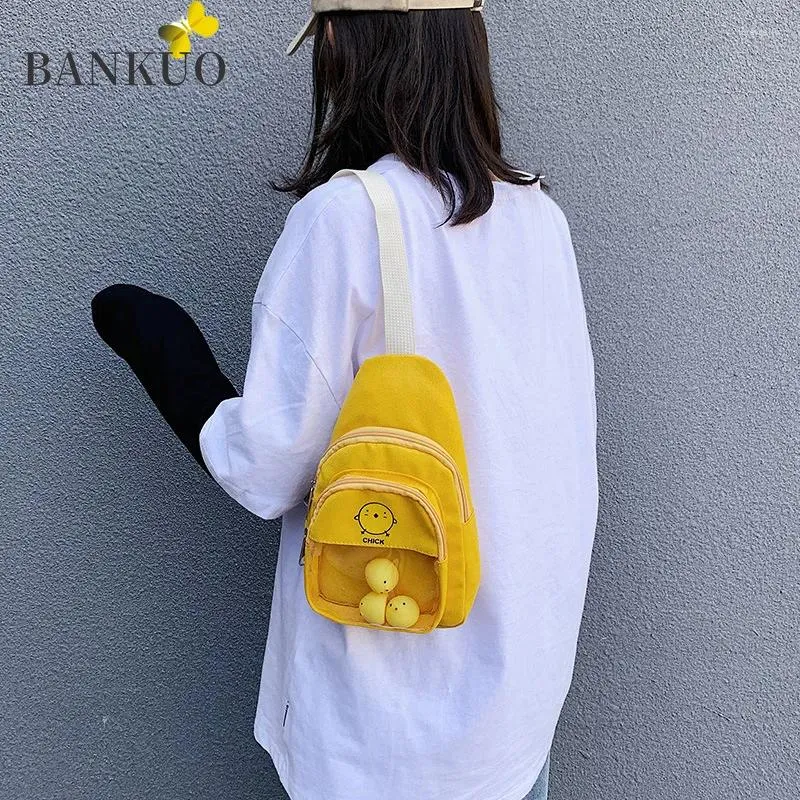 Сумка Bankuo 2024 Женщины холст Zip Messenger Bags Fashion Casual Pubpy Style Girls плечо японская милая грудь x166