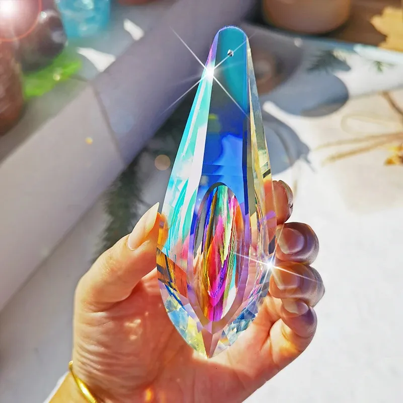H D 120 mm Grand cristal Suncatcher Ab Rebing Facet Crystal Prisms Drop Pendant Rainbow Window Garden Hanging Decoration Gift 240430