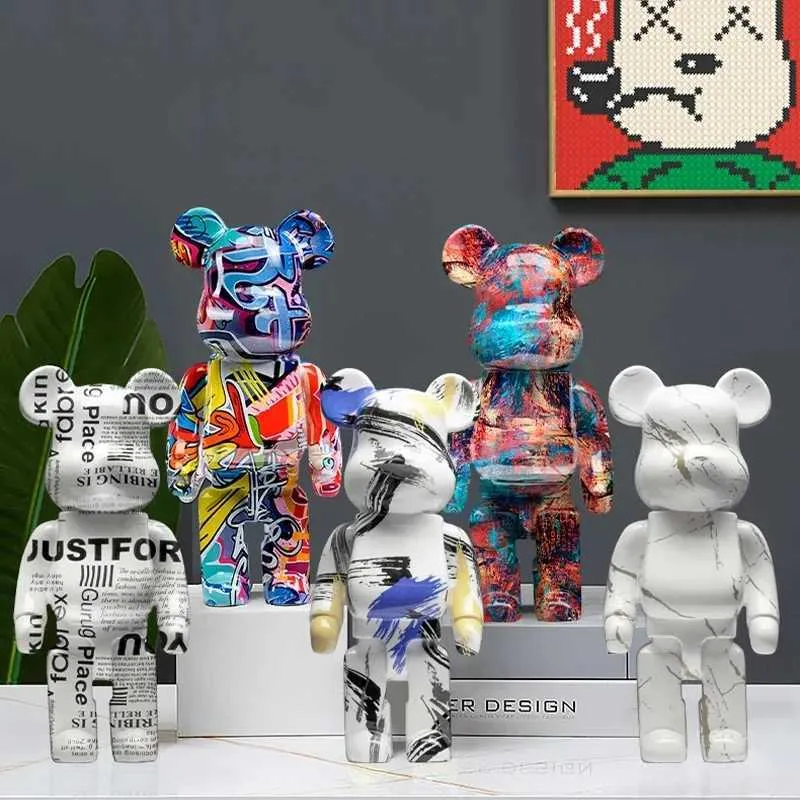 Dekorative Objekte Figuren Graffiti gewalttätige Bärenstatue Ornamente Skandinavische Trendstil Wohnzimmer TV -Schrank Dekorative kreative Hauszubehör T24050