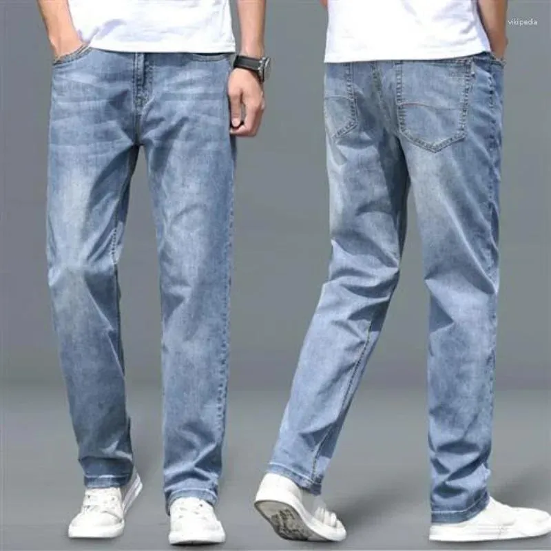 Jeans pour hommes pantalons cowboy pantalons larges de jambes larges usure de travail de luxe d'été empilé d'automne décontracté en coton en coton