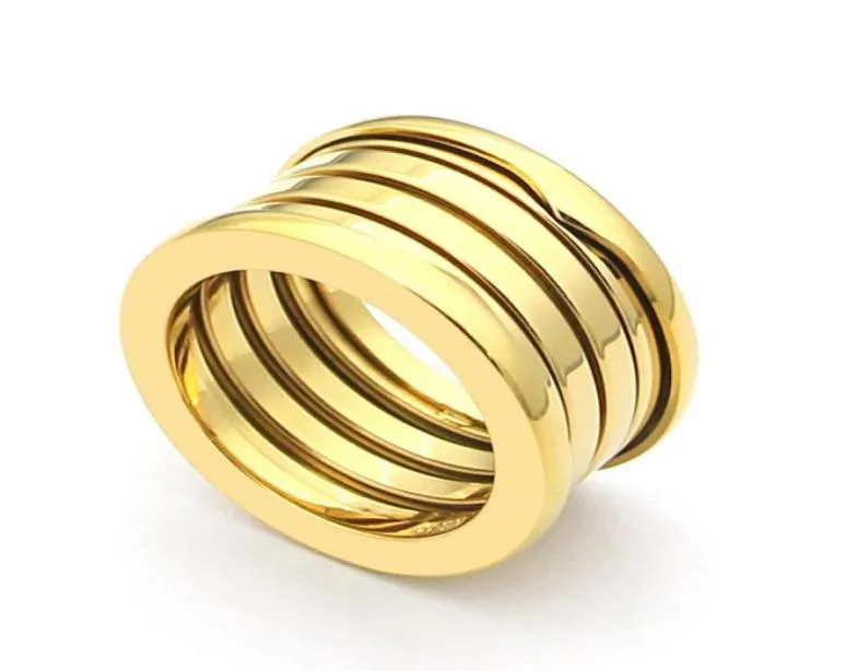 Titanium Steel Fashiion Eleastic Marke Luxus Hochzeit Springringe für Frauen Schmuck Wide Version Die neueste 18K Gold Love Ring1586376