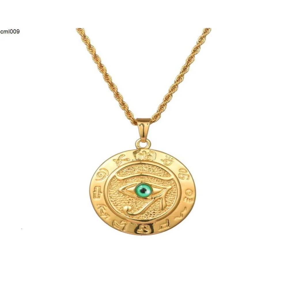 Fashion Men Designer Gold Silver Color Eye of Horus Collane a sospensione Hip Hop Gioielli Long Chain Punk Mens Collana per