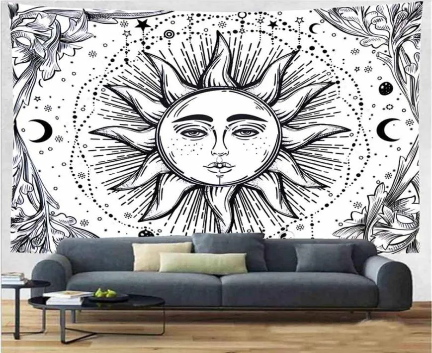 Weiße Mandala Sonne Statue Wandteppry Hängende Wand Böhmen Polyester Wanddekoration Tischtuch Vorhang Home Room Dekorative Picknick 8261758