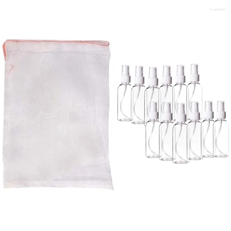 Bouteilles de rangement 12pcs 100ml Perfuge transparent Perfume vide vide vide de pulvérisation vide 50 pcs de couverture de fruits de jardin filet