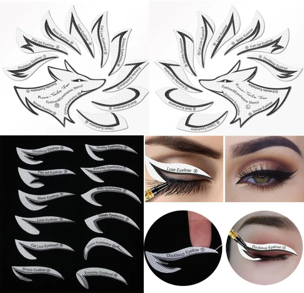 24 pezzi Stencil eyeliner Stencil Maggio di trucco per occhio Card Card 12 Styles Eyeliner Non tessuto Eyeliner Eyeshadow 3 minuti Strumenti di modellatura 66634523