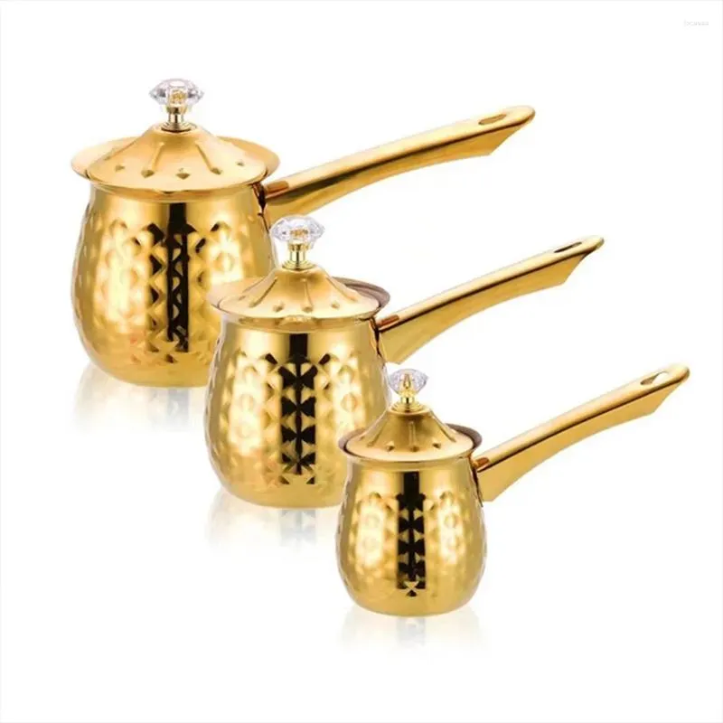 Coffee Pots Metal Turkse pot roestvrij handbeker voor stalen melkoor goud 200 ml/400 ml/600 ml