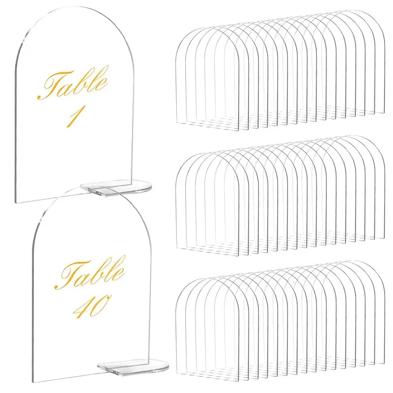 1020PCS Clear Acryl Bord Arch met stand blanco Guestnaam Tags Wedding Tabel Nummer Holder Decoratie Diy Place Card 240429