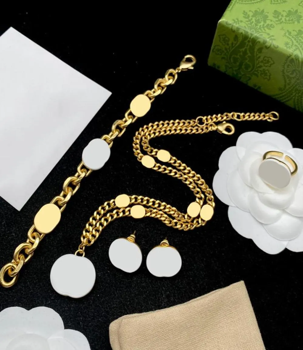 Designer kettingen armbanden oorbellen ringen voor dames sieraden set wit goud mode heren ketting armband oorring ring g Jewell7536746