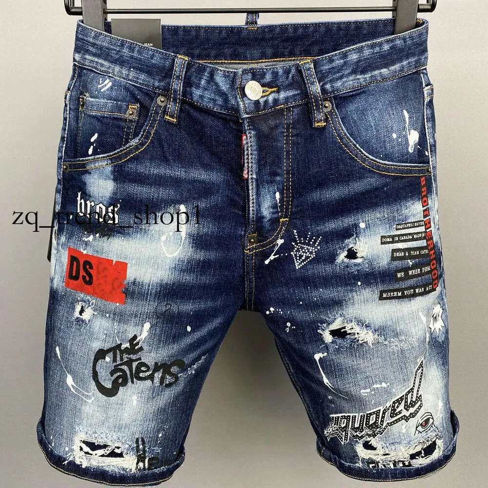 Shorts pour hommes Jeans Designer Jean Short Fashion Casual Slim Ripped Paint Zipper Patch D Lettre broderie short denim pour hommes Street Punk Blue 783