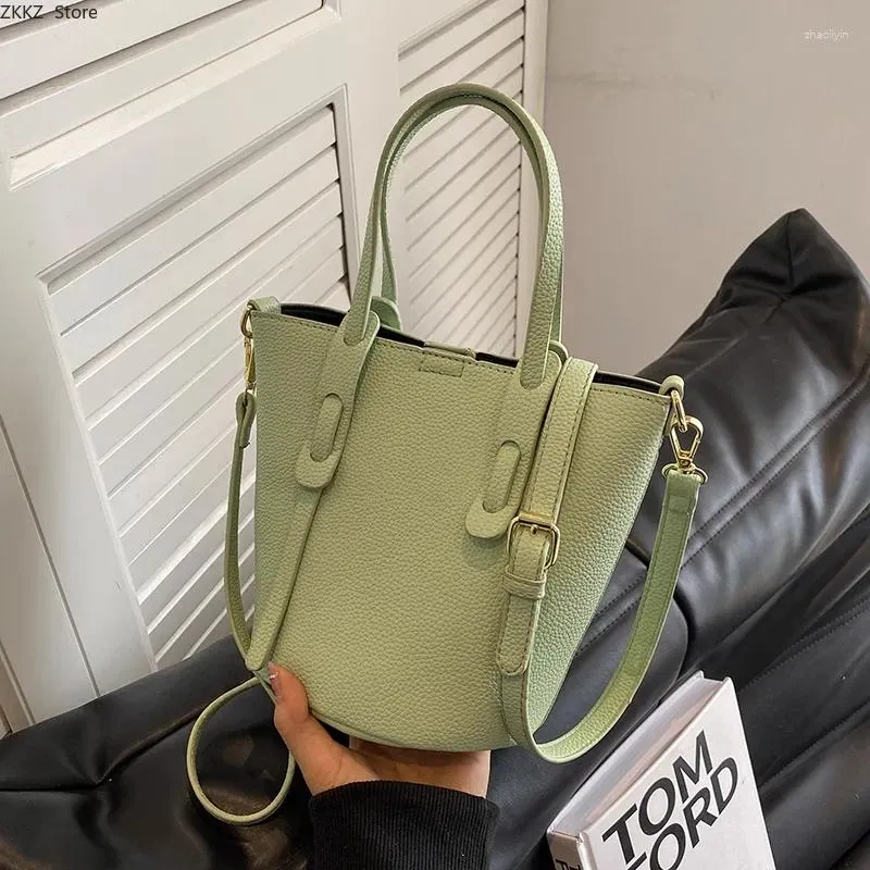 Evening Bags Solid Color Simplicity Small PU Leather Handbag Female 2024 Summer Cash Burst Crossbody Bag Bucket Shoulder