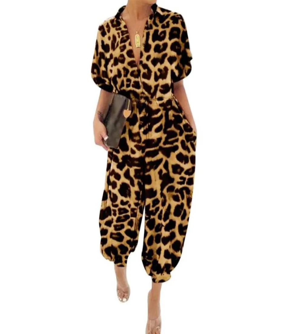 Women Fashion Casual Leopard Print Jumpsuit Playsuit Rompers Plus Size Harajuku Autumn Sommer4257891