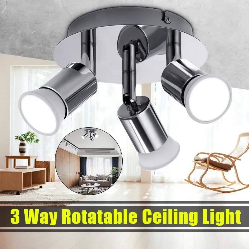 3 Ways roteerbaar plafondlicht GU10 Basis plafond Spotlight Modern brede woonkamer keuken slaapkamerlampen AC100-220V