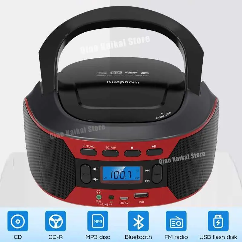Portabla högtalare Trådlös Bluetooth-högtalare Multifunktion Portable CD Player Stereo Speaker Audio Input Radio FM Radio Disc Player Stereo J240505