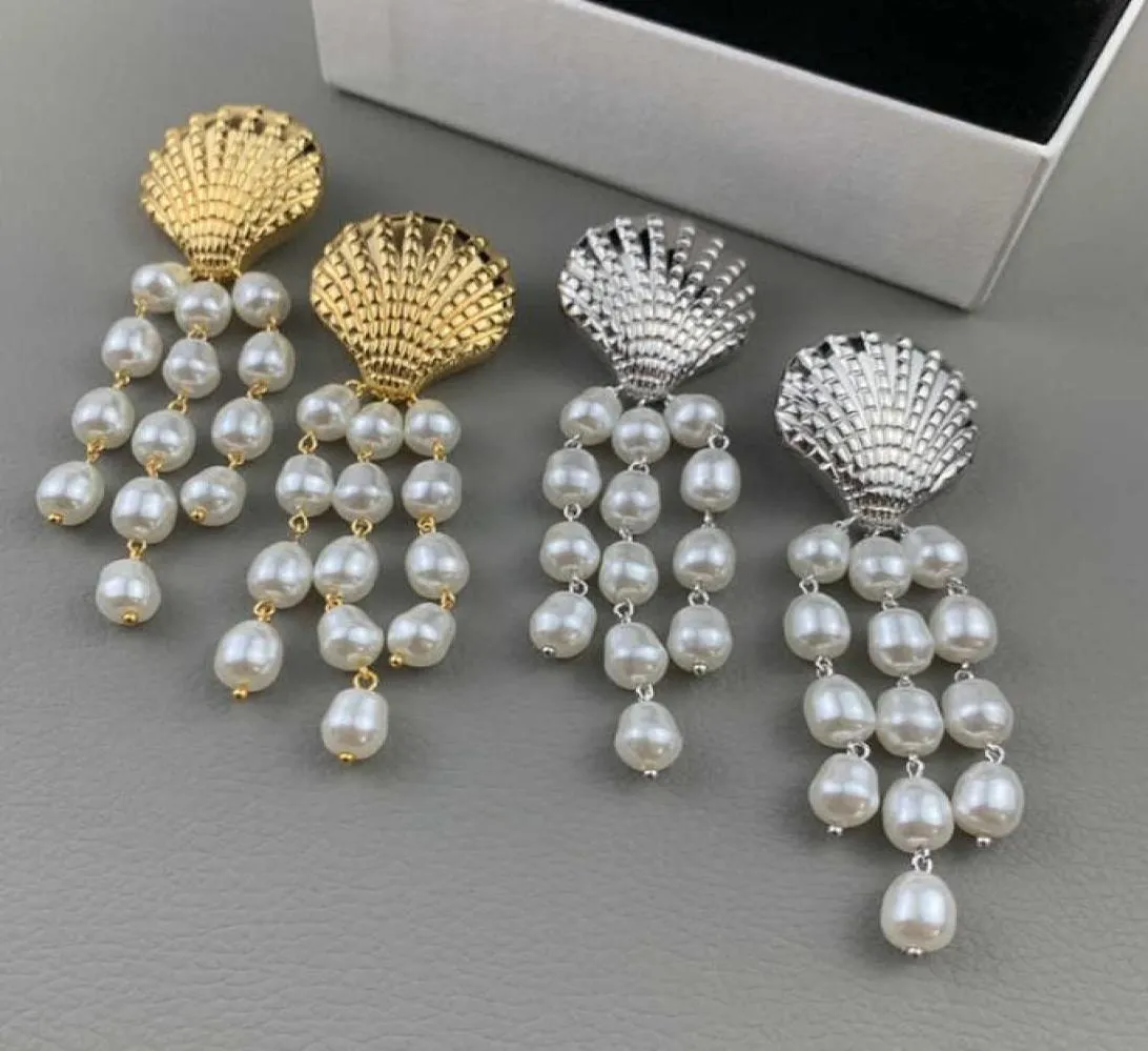 2022 Brand Fashion Gioielli Pearl Gold Orecchini Design a guscio di guscio Orecchini Bavaglio Pearls Fare di nozze di lussuoso marca di alta qualità Big Size3724916