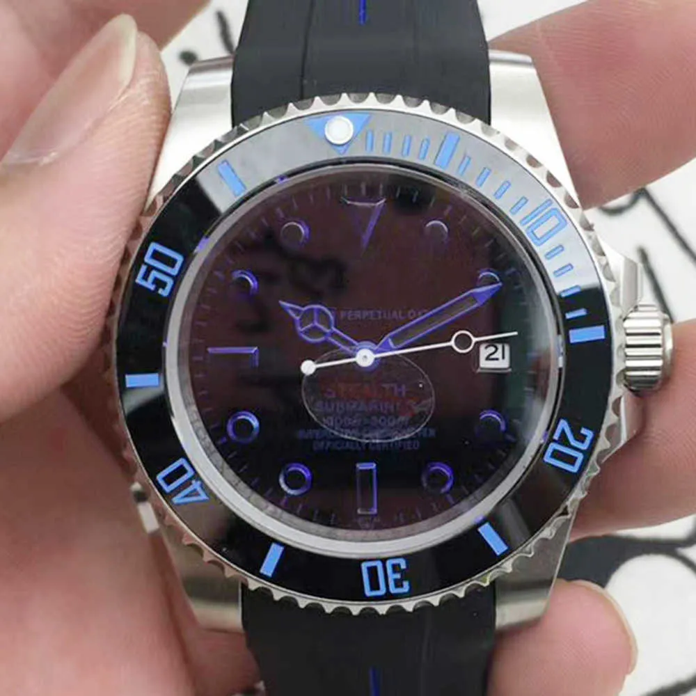 Zegarek designerski Watch Watch AAA Mechanical Watch Laojia Black Face Blue Water Ghost W pełni automatyczny zegarek mechaniczny męski zegarek QS07
