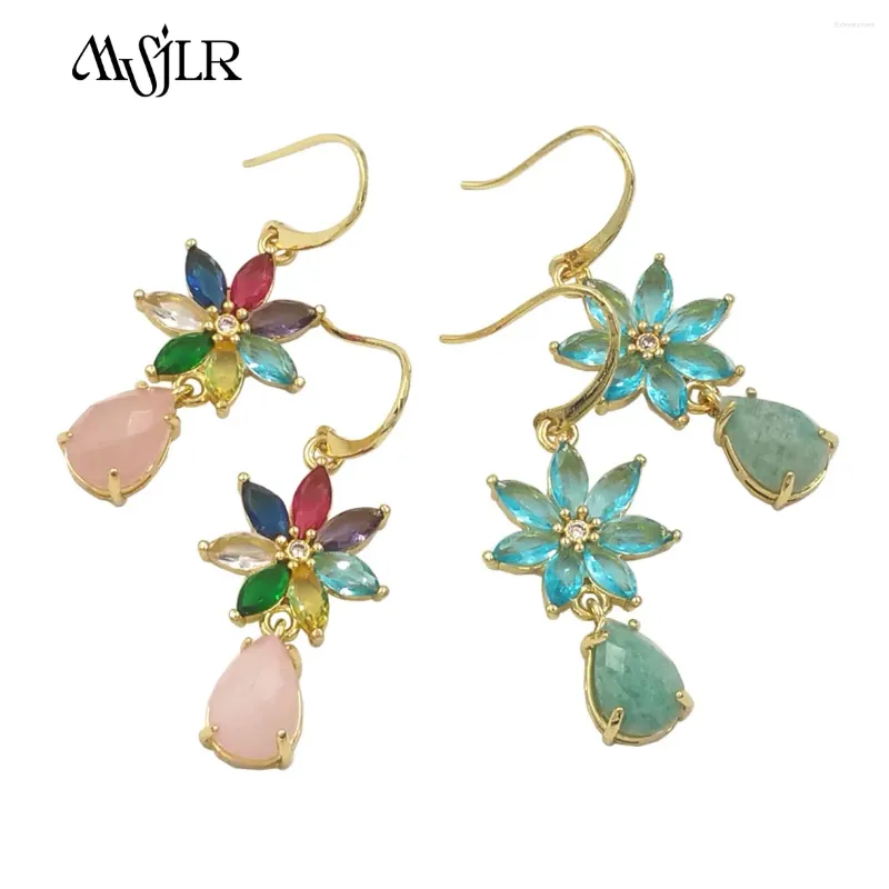 Boucles d'oreilles MVE087 2024 Design Colorful Gemstone Beautiful Flower Fleed Sweet Romantic Style Exquis Bijoux de mode