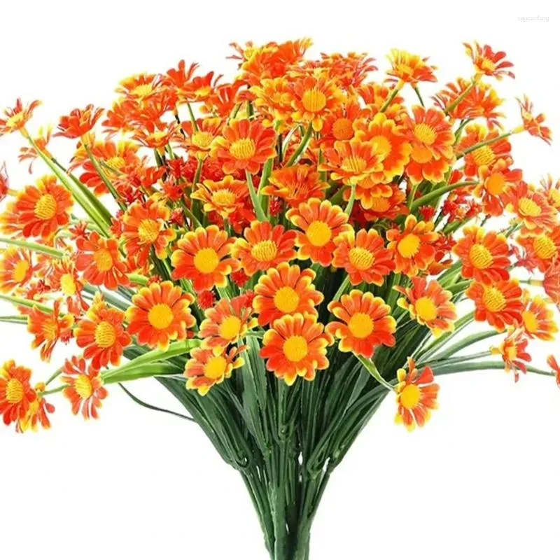 Dekorative Blumen 4bundles künstliche Blume Faux Herbst Garten Veranda Bauernhaus Home Dekoration Innenscheibe Vase gefälschte Gänseblümchen im Freien